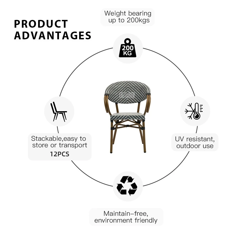 French Style Textilene Outdoor Dining Chairs high quality